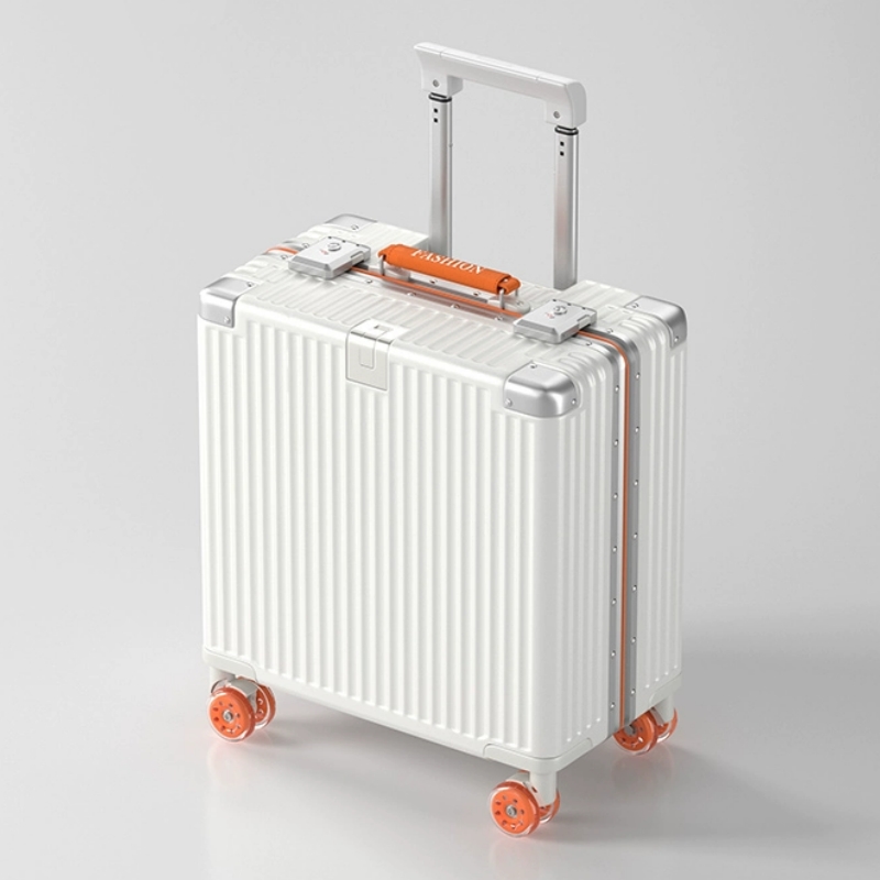 Aluminum Frame Carry On Luggage - 18-Zoll-Handgepäckkoffer mit bunten Spinnerrädern, Aluminiumrahmen, Reise-Boarding-Rollgepäck,
