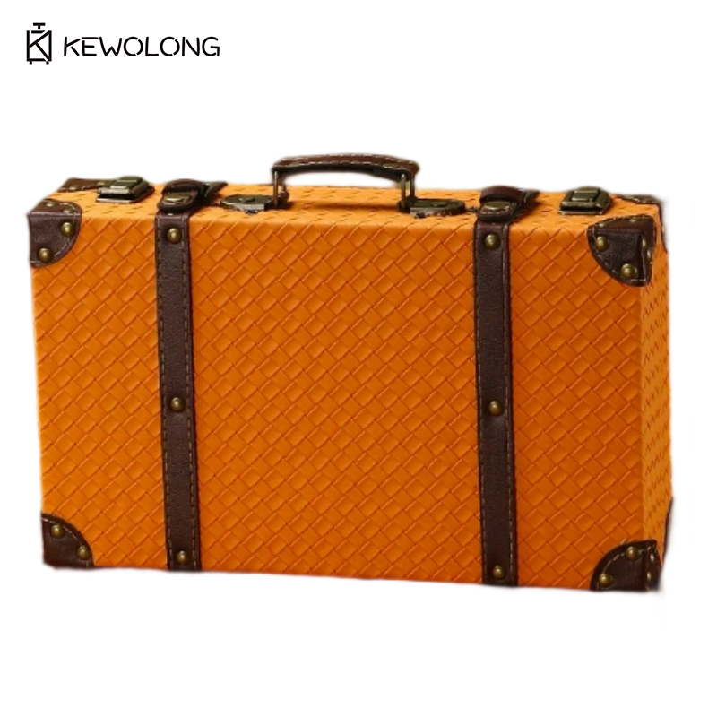 Retro Vintage Trunk Suitcase - Vintage Europäischer Retro-Koffer Aufbewahrungsbox, Altmodischer Leder-Look