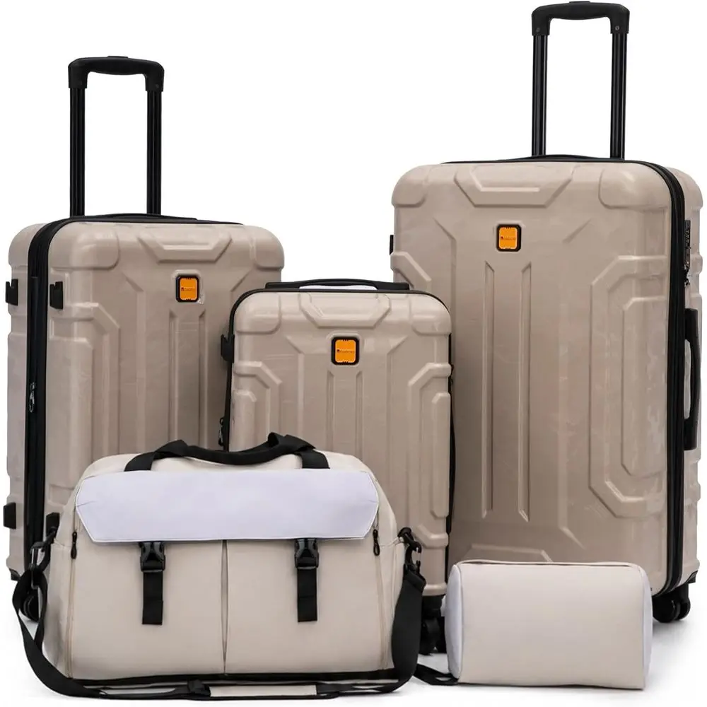Expandable Hard Shell Luggage Set - 5-teiliges Hartschalen-Kofferset, 20/24/28 Zoll erweiterbar, Handgepäcktauglich,