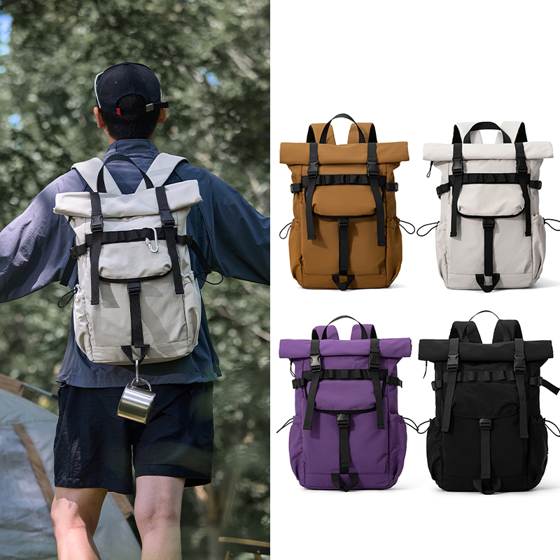 Foldable Rolling Luggage Bag - Neuer Herren-Rucksack mit Rollverschluss, erweiterbar, für