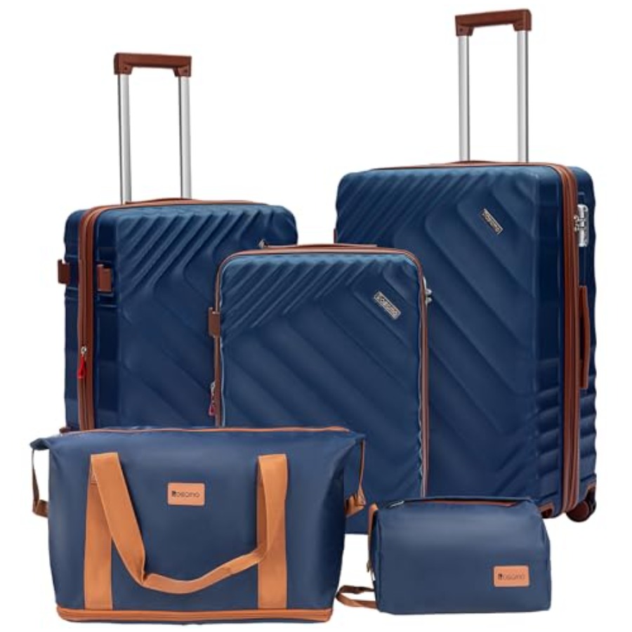Expandable Hard Shell Luggage Set - 5-teiliges Hartschalen-Kofferset, erweiterbar, für Handgepäck zugelassen