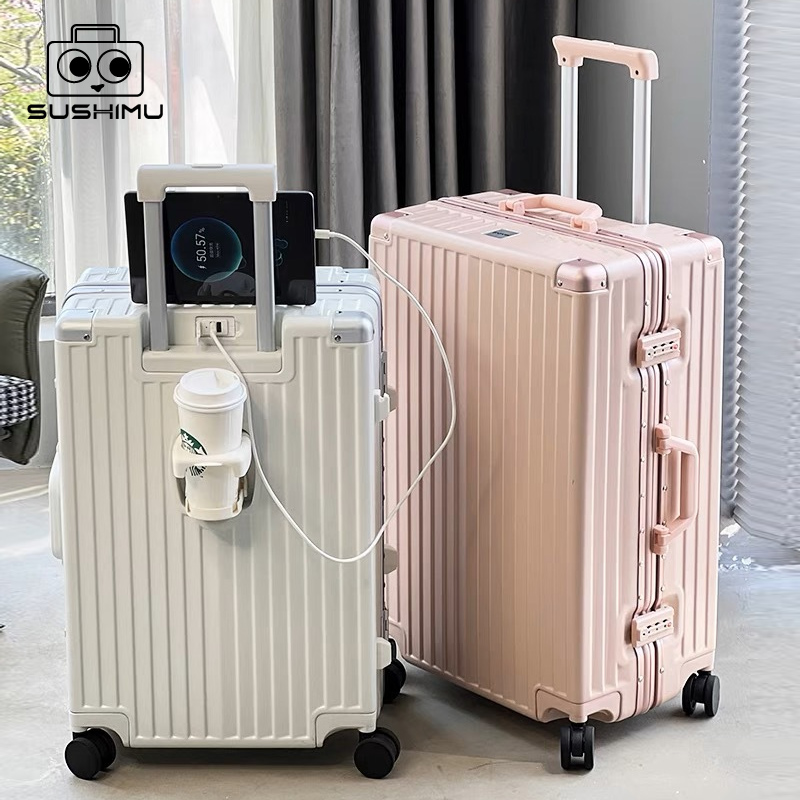 Spinner Wheel Rolling Suitcase 20 Inch - SUSHIMU Handgepäck mit Tassentelefonhalter, Hartschale, rollender
