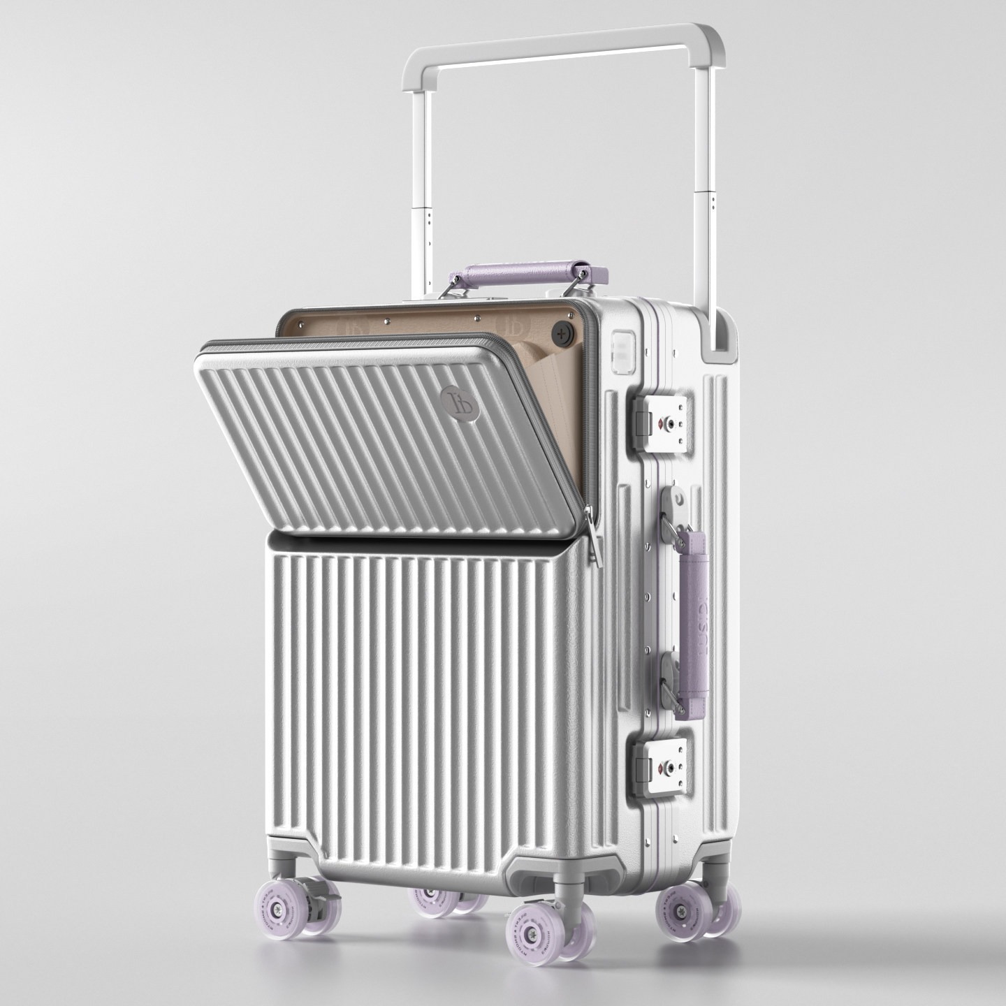 Aluminum Frame Carry On Luggage - Vorderseitig Öffnender Koffer mit Breitem Griff,