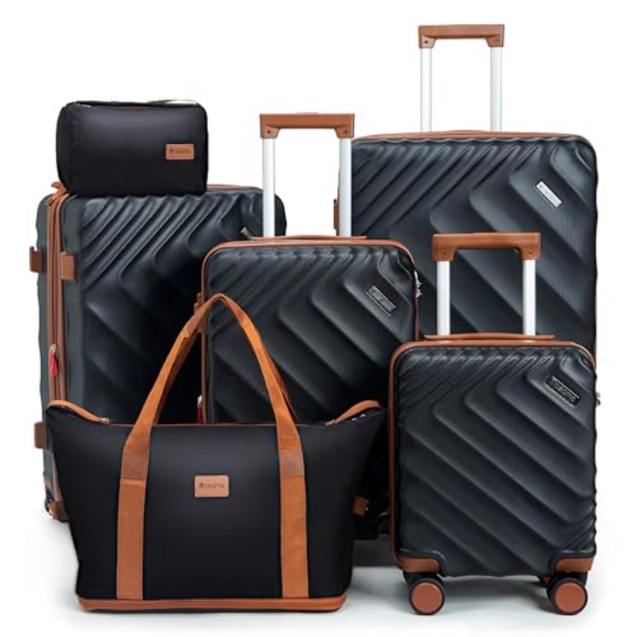 Expandable Hard Shell Luggage Set - 6-teiliges Hartschalen-Kofferset, erweiterbar, handgepäcktauglich
