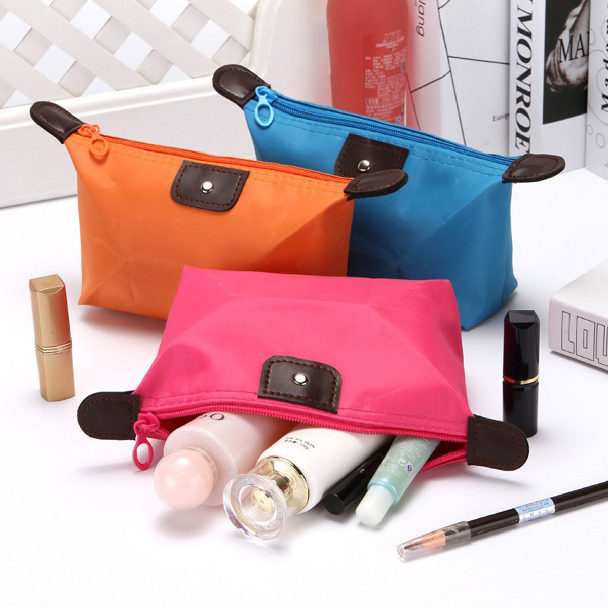 Cosmetic Bags - Faltbare Kosmetiktasche für Damen in Bonbonfarben,