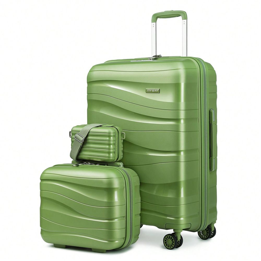 Expandable Hard Shell Luggage Set - 3-teiliges Hartschalen-Kofferset, Leichter PP-Koffer mit Rollen