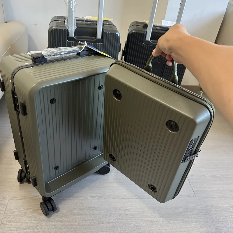 Aluminum Frame Carry On Luggage - 2-in-1-Koffer, abnehmbarer Rucksack, Laptopfach, Business-Reise-Handgepäck, Aluminiumrahmen,
