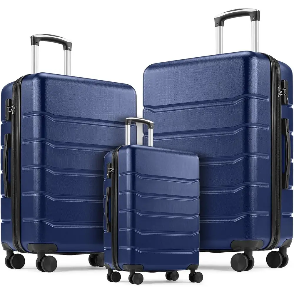 Expandable Hard Shell Luggage Set - 3-teiliges Hartschalen-Kofferset mit Erweiterungsfunktion, Spinner-Rädern und