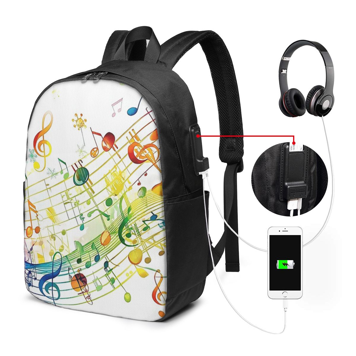 Travel Bags - Abstrakte Klaviertasten mit Musiknoten, Rucksack, Reisetasche,