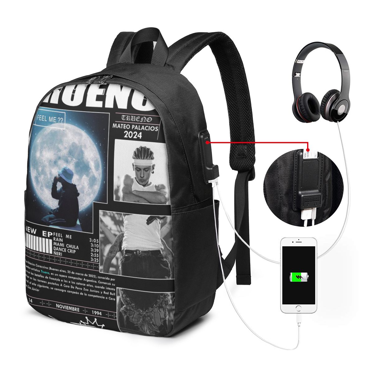 Travel Bags - Lustiger Trueno Hip-Hop-Rapper-Rucksack, Reisetasche für Notebooks,