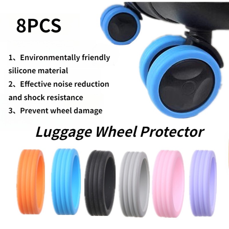 Silent Replacement Luggage Wheels - 8 Stück Geräuschlose Gummi-Rollenschutzhüllen für Koffer,