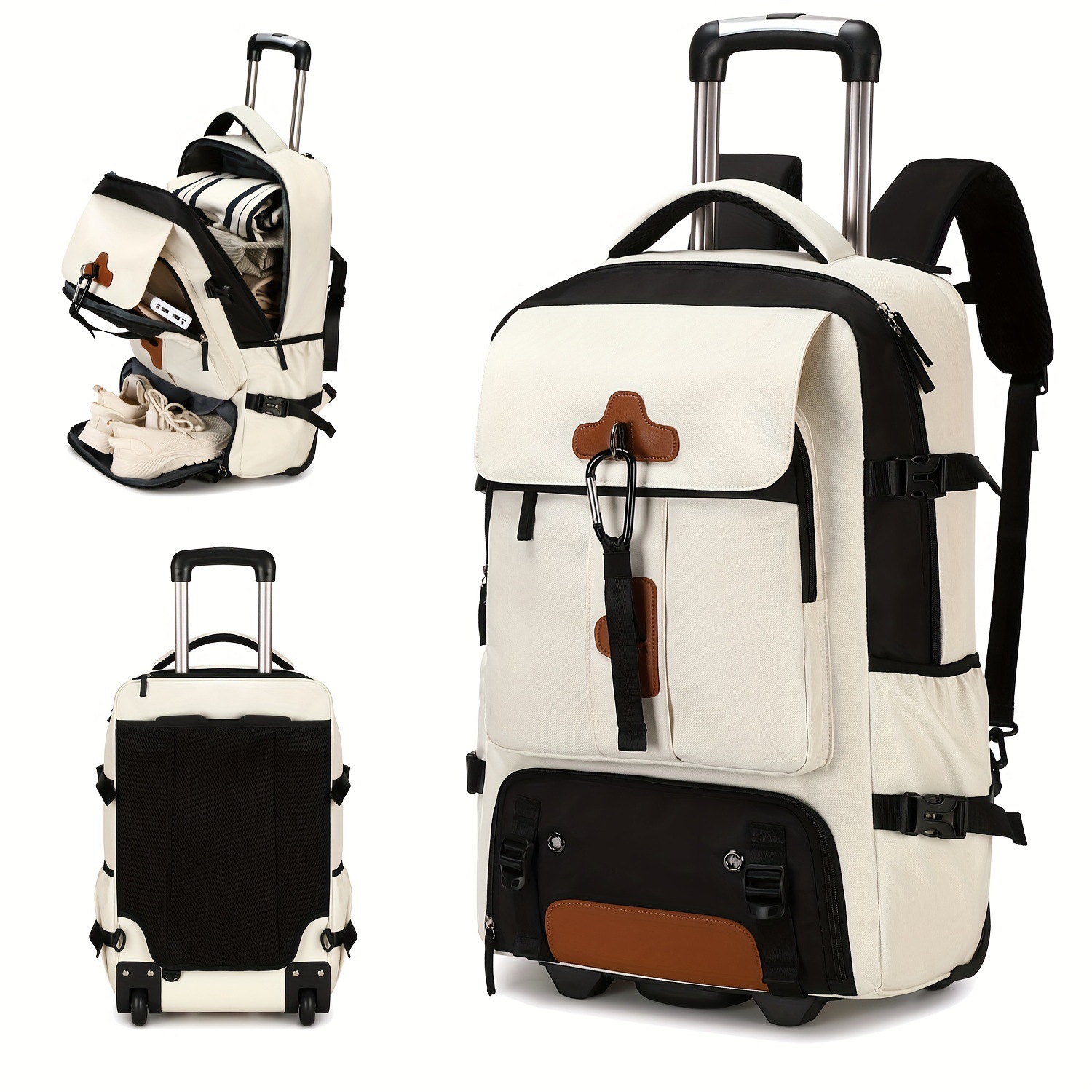 Foldable Rolling Luggage Bag - Rollrucksack, großer Reiserucksack mit Rollen, Handgepäck-Rucksack