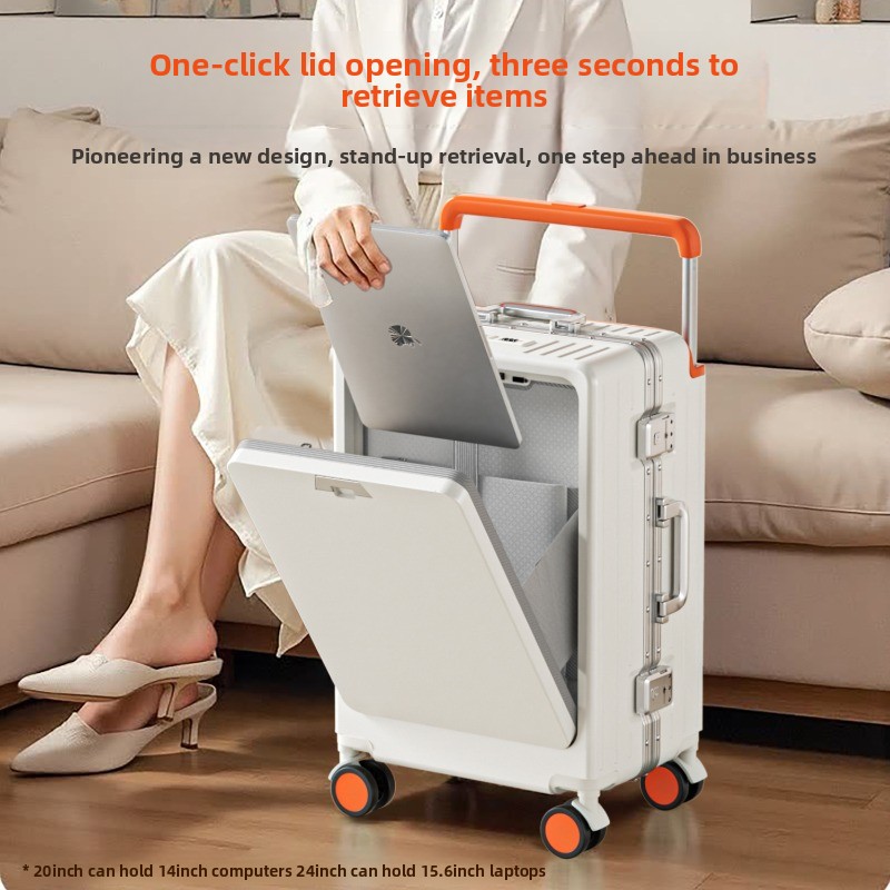 Front Opening Laptop Luggage 24 Inch - 20/24/26 Zoll Aluminiumrahmen-Koffer mit Frontöffnung, Laptopfach,