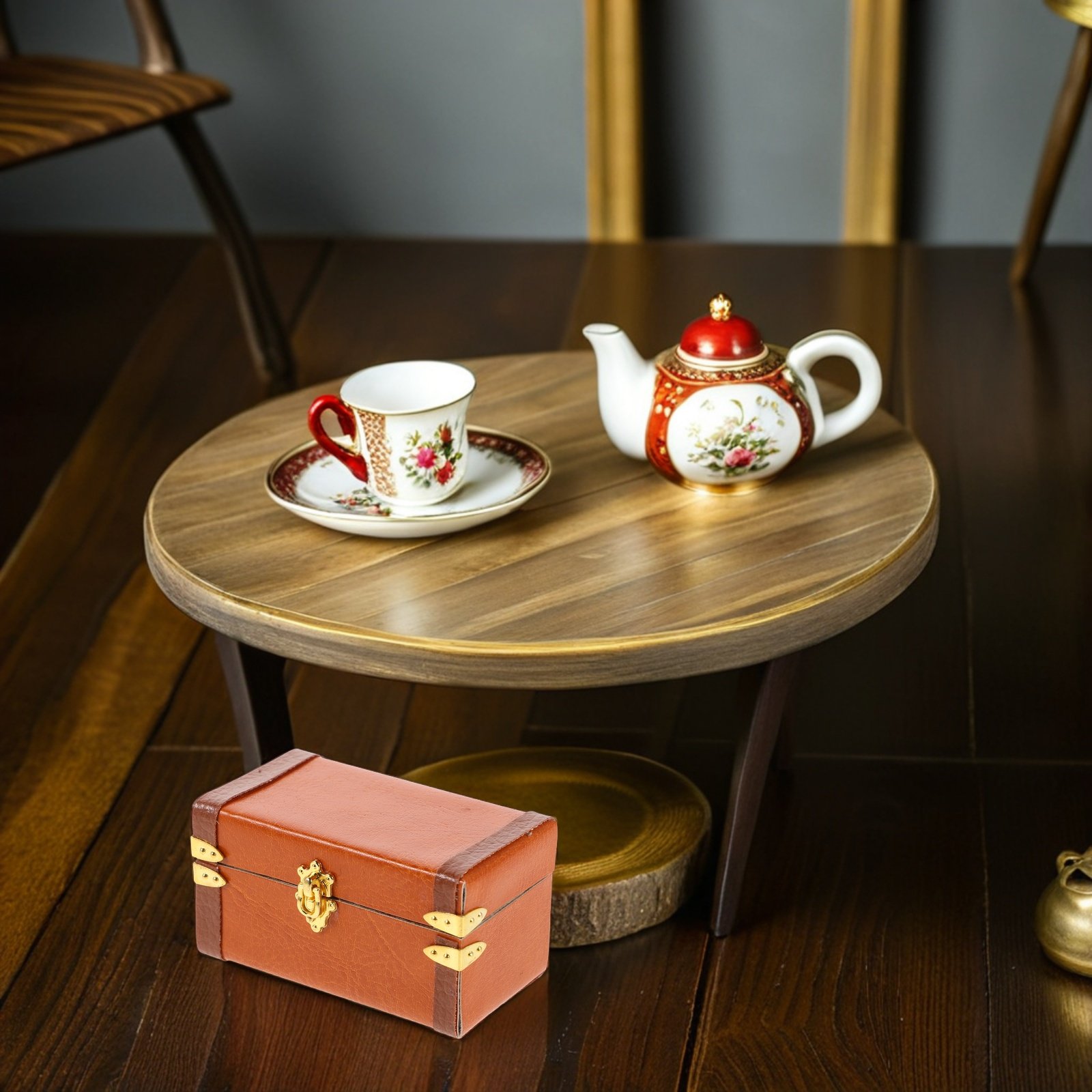 Retro Vintage Trunk Suitcase - Miniatur-Vintage-Koffer Retro-Reise-Aufbewahrungsbox für Puppenhaus, Feengarten, Schreibtischdekoration,