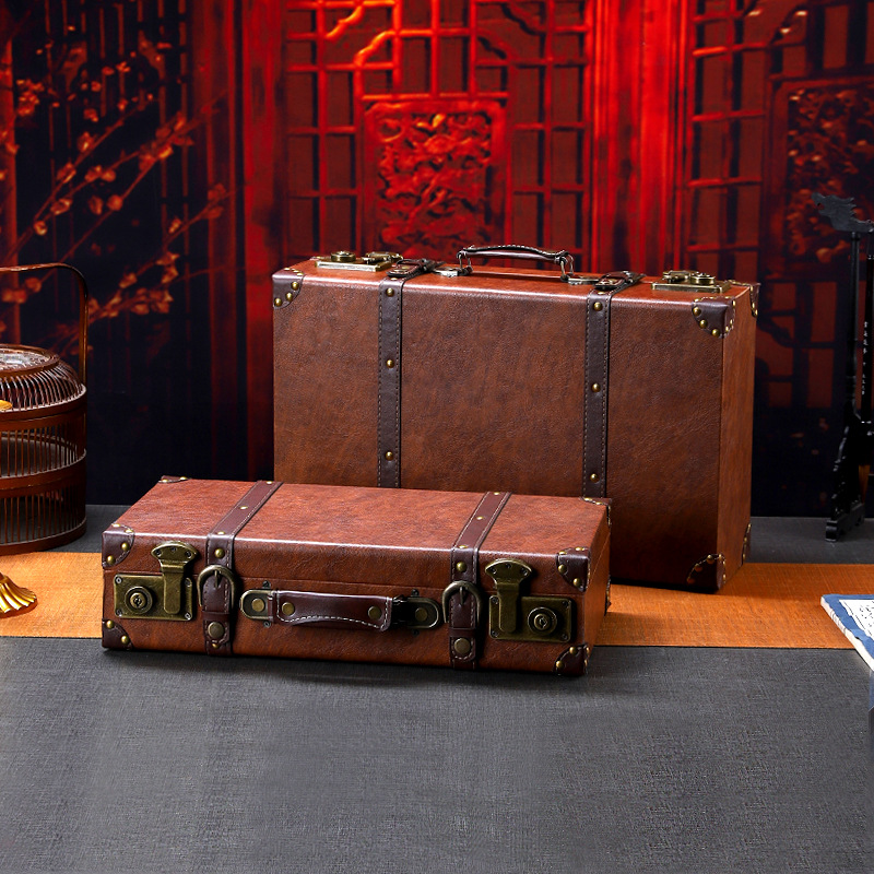 Retro Vintage Trunk Suitcase - Vintage-Koffer aus Holz, multifunktionale Retro-Aufbewahrungsbox, Einzelhandelsdisplays