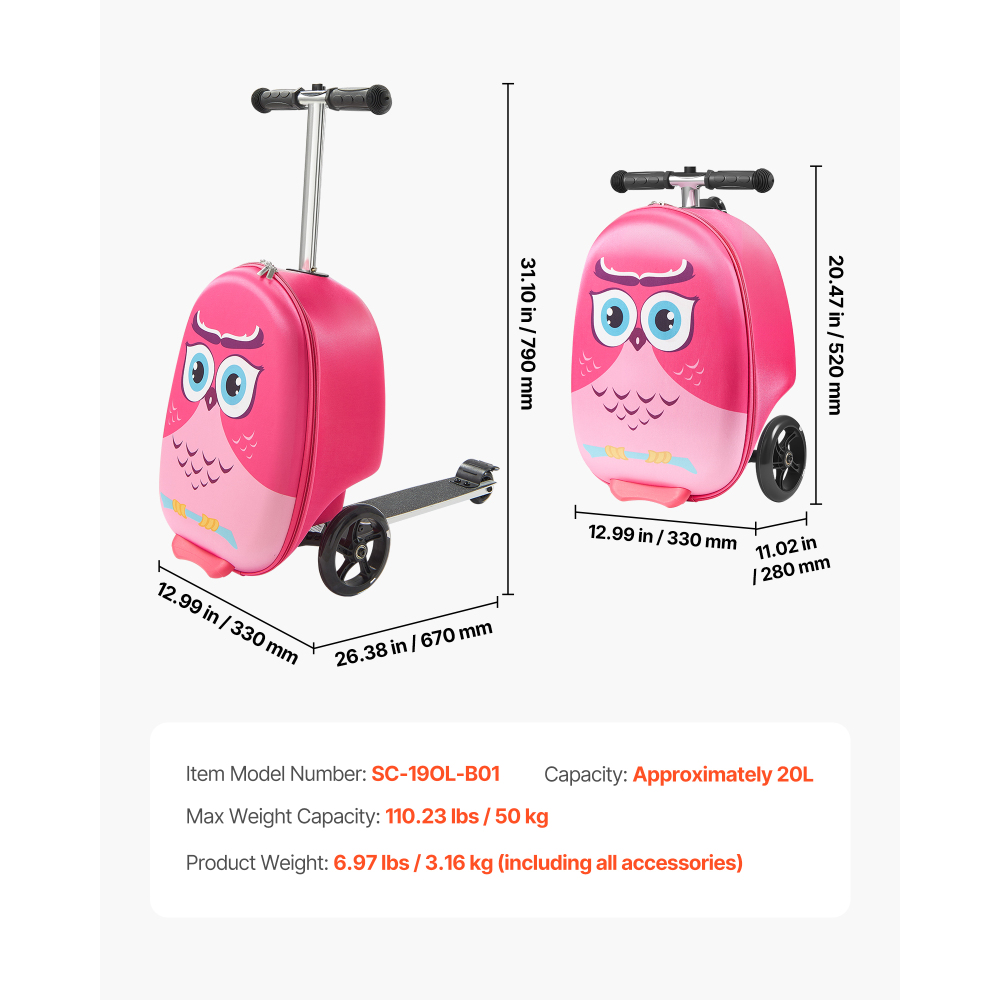 20 Zoll Kinder-Rollkoffer, Ros – Kids Ride On Suitcase Scooter Bewertung und Preis